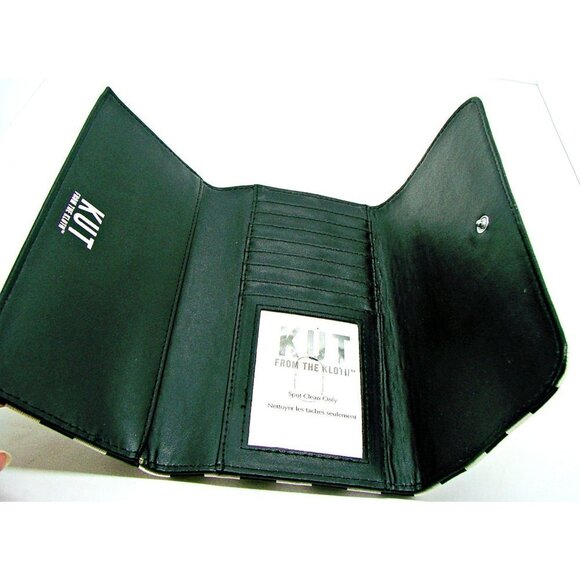 Kut From The Kloth Striped Slim Vegan Tri-fold Wallet Snap Closure NWOT - Picture 4 of 11